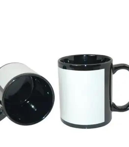 Mug en céramique imprimable noir avec cadre blanc NOUVEAU